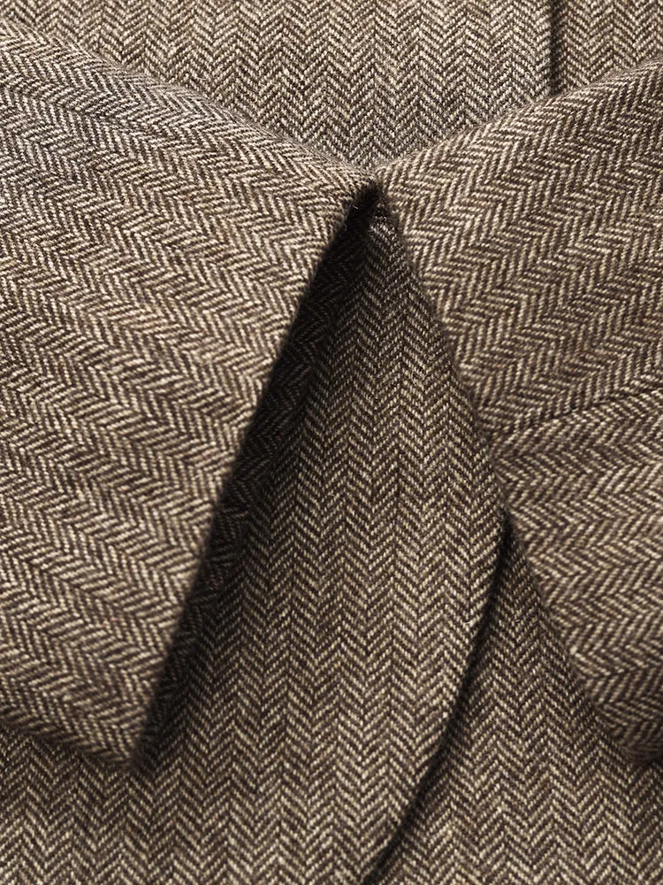 Washable Wool Double-Breasted Jacket And Skirt Two-Piece Set