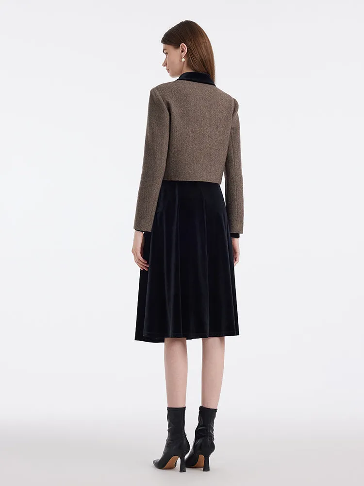 Washable Wool Double-Breasted Jacket And Skirt Two-Piece Set