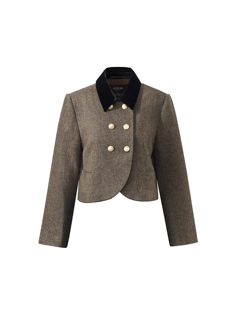 Washable Wool Double-Breasted Jacket And Skirt Two-Piece Set