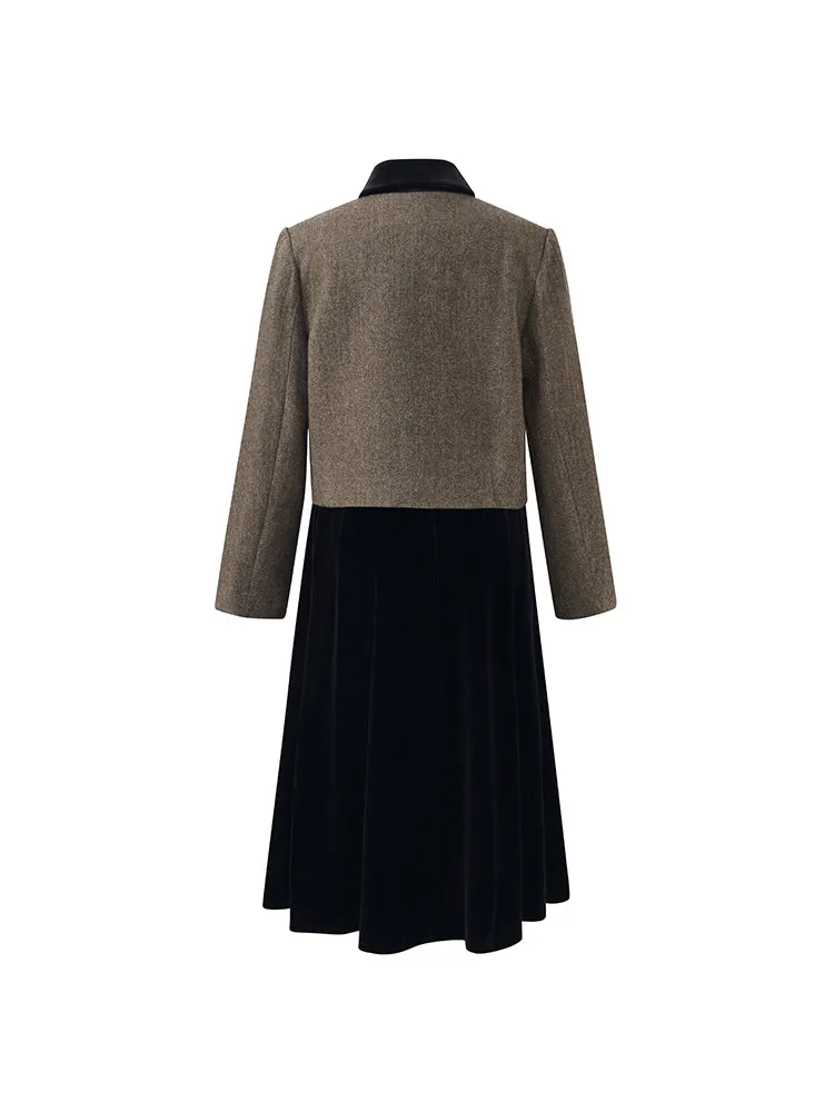 Washable Wool Double-Breasted Jacket And Skirt Two-Piece Set