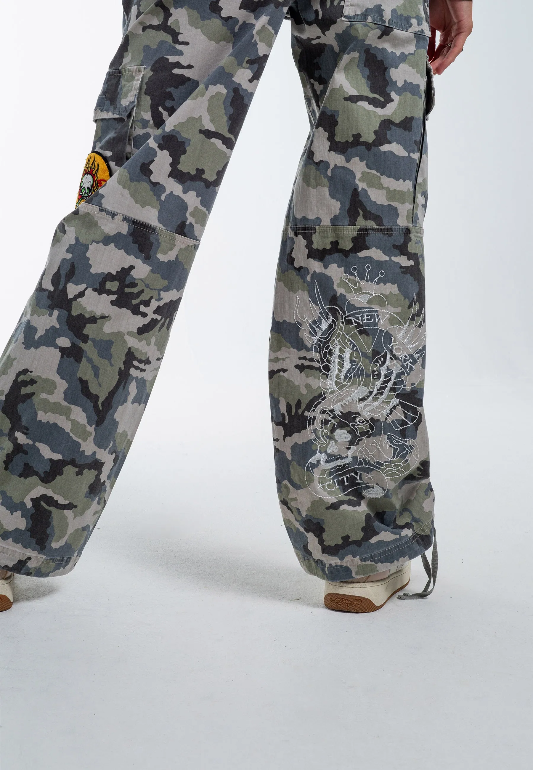 Womens Nyc Badge Cargo Trouser - Camo