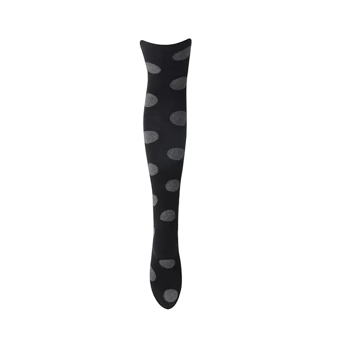 Women's Retro Polka Knee High Socks- Black