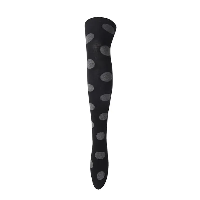 Women's Retro Polka Knee High Socks- Black