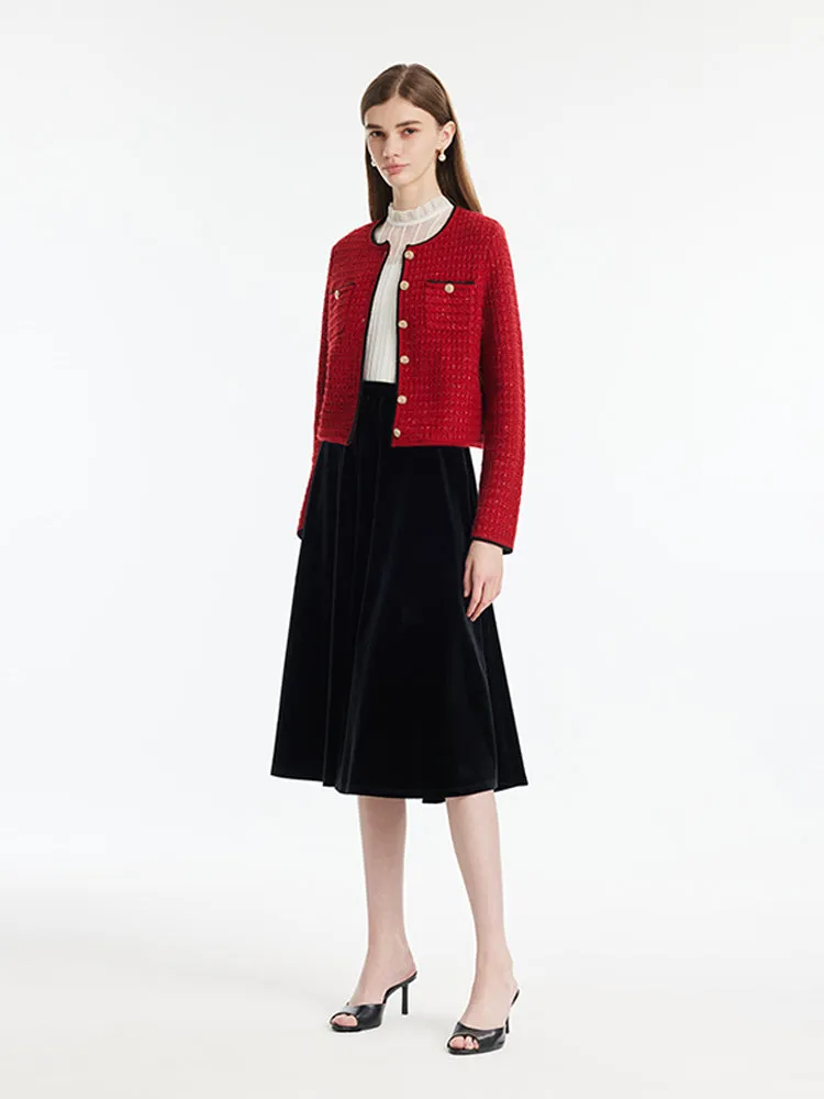 Wool-Blend Sequins Knitted Women Cardigan